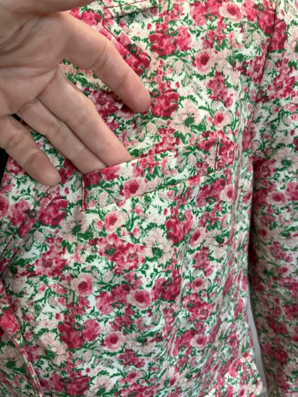 Talbots Floral Pink and Green Cotton Blazer - Picture 4 of 10
